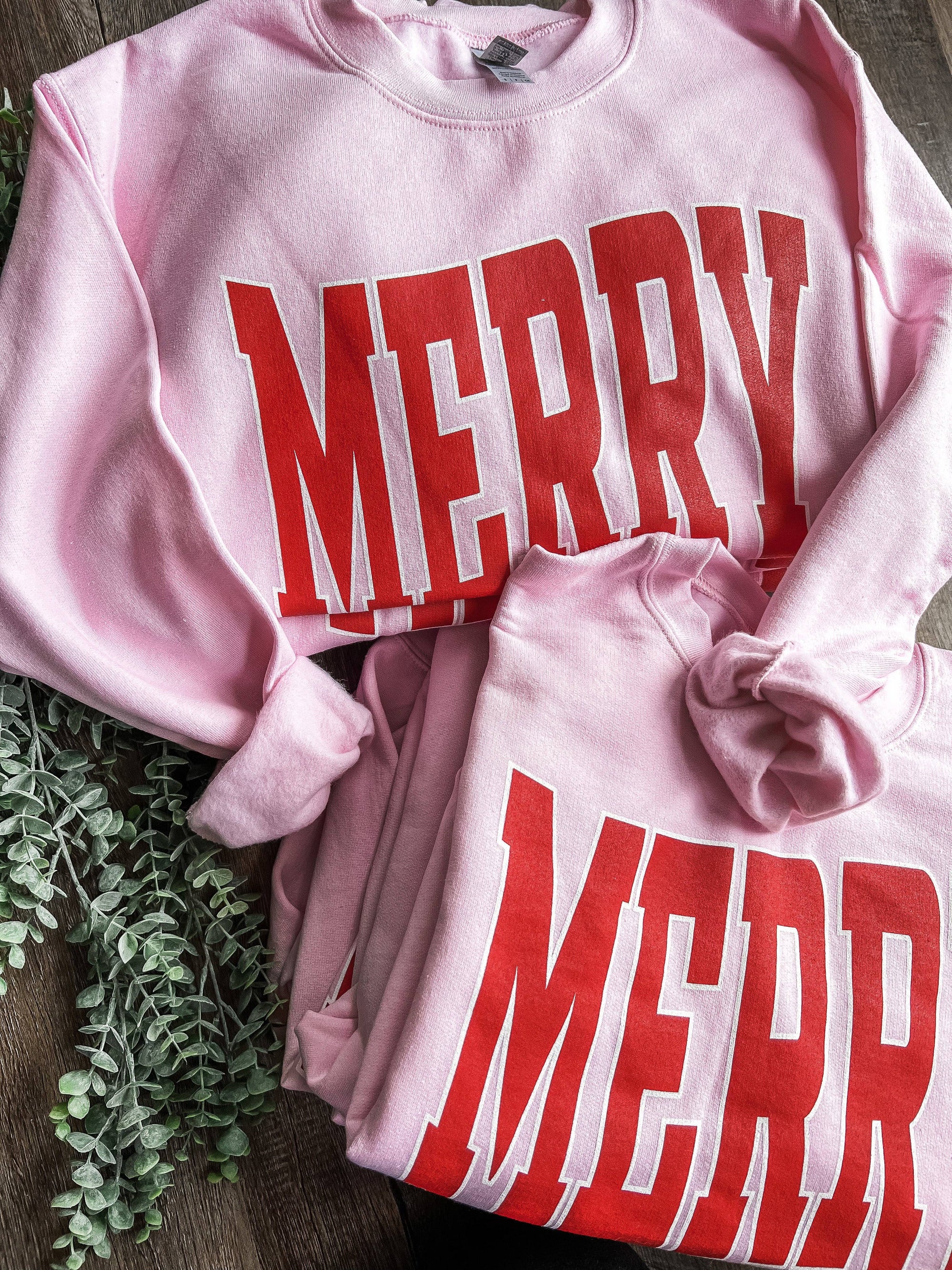 Merry Varsity Style Sweatshirt – Pink