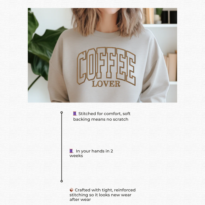 Coffee Lover Embroidered Sweatshirt
