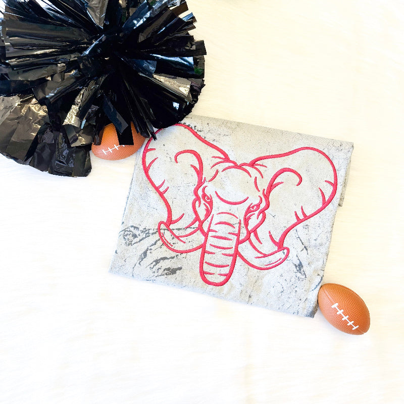 Ready to Ship – Elephant Embroidered Shirt (Medium, Smoke Color Blast Tee) 