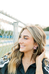 Gameday Sequin Sunburst Hoops: Black/Gold / Rectangle