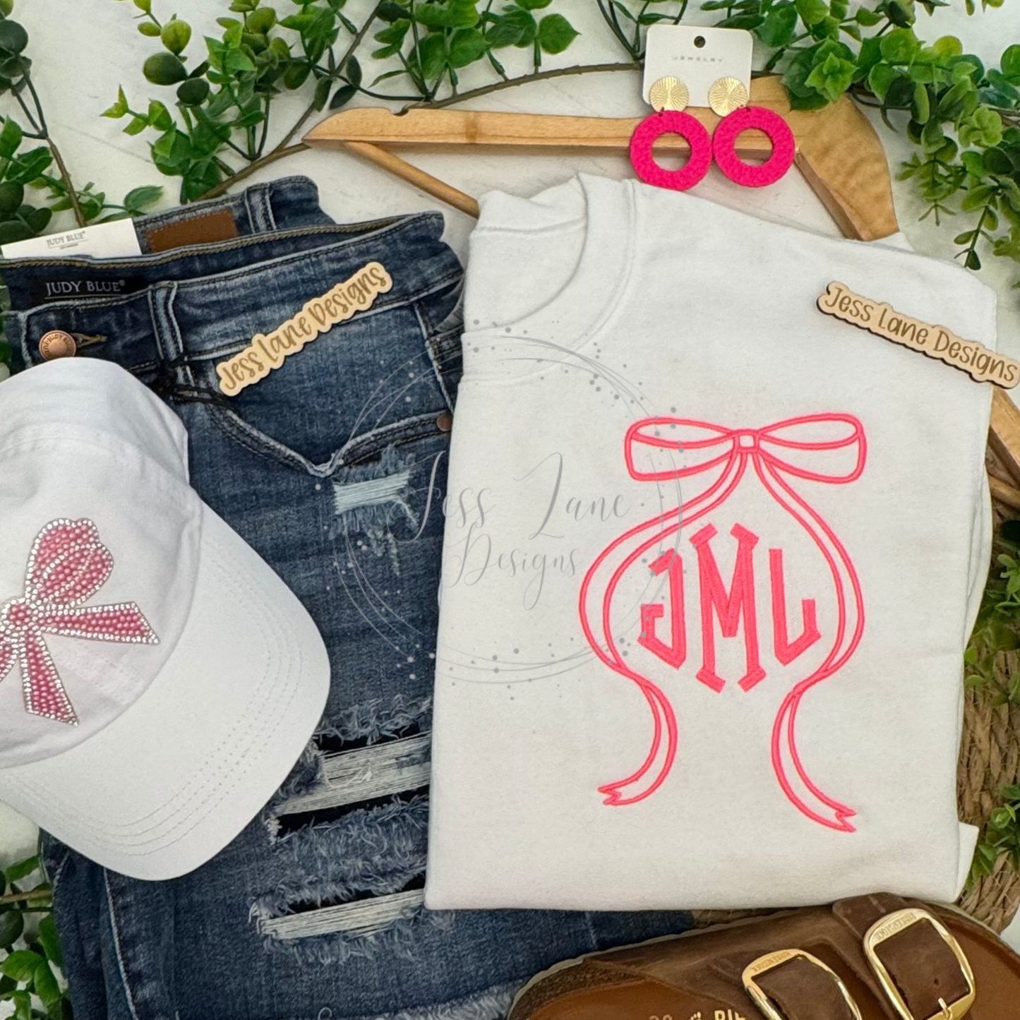 Tied Elegance Bow & Monogram Embroidered Sweatshirt!