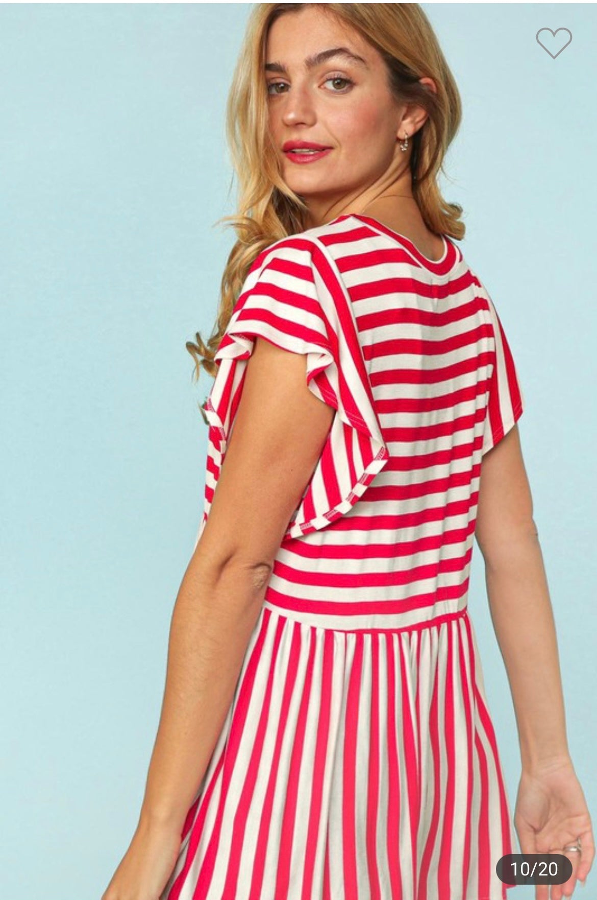 Red and Ivory Striped Babydoll Top