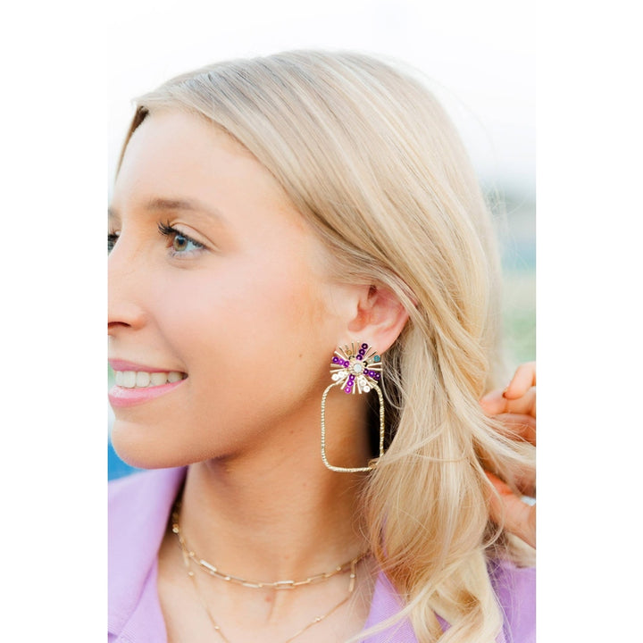 Gameday Sequin Sunburst Hoops: Orange/White / Rectangle 