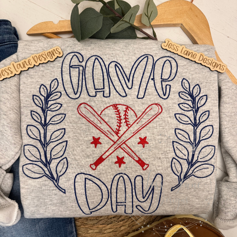 Diamond Dreams Baseball Embroidered Sweatshirt – Custom Gameday Crewneck