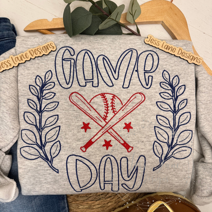 Diamond Dreams Game Day Baseball Embroidered Sweatshirt!