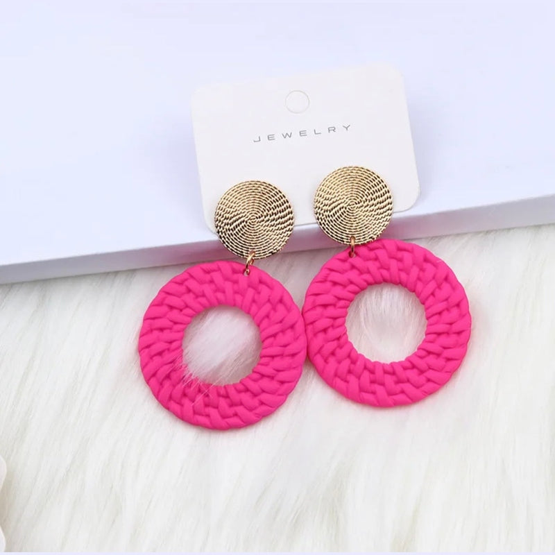 Pink & Gold Dangle Earrings 