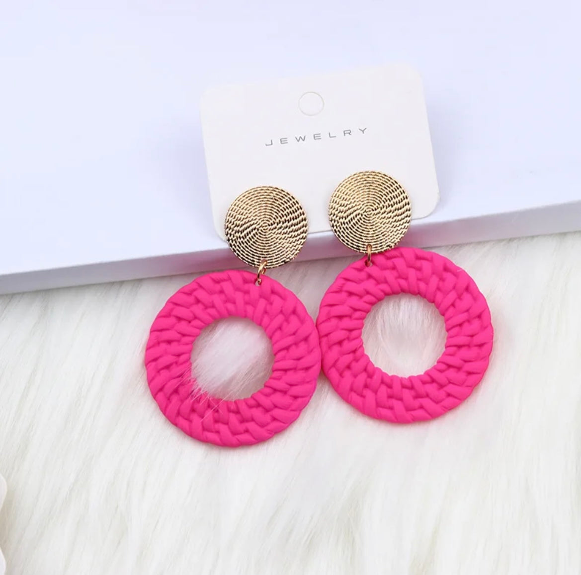 Pink & Gold Dangle Earrings