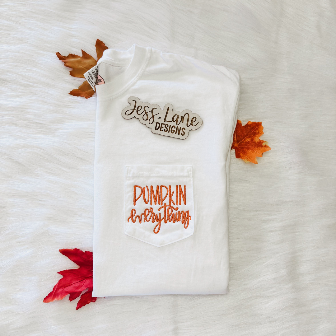 Pumpkin Everything Embroidered Pocket Tee! 
