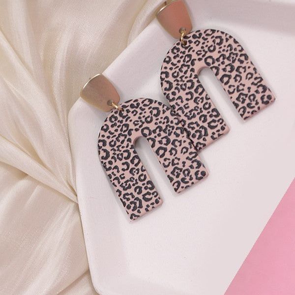 Black Leopard U Drop Earrings 