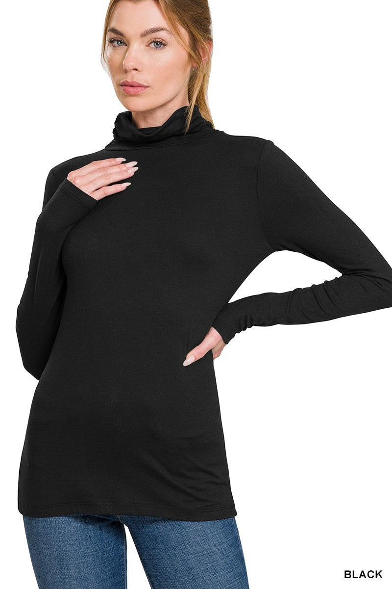 Favorite Turtleneck in Bright Mauve, Black and Off-White