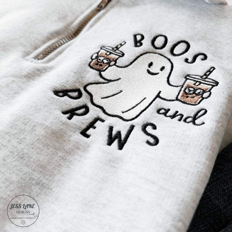 Boo’s and Brews Halloween Embroidered Quarter Zip 