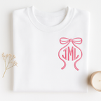 Tied Elegance Bow & Monogram Embroidered Sweatshirt!
