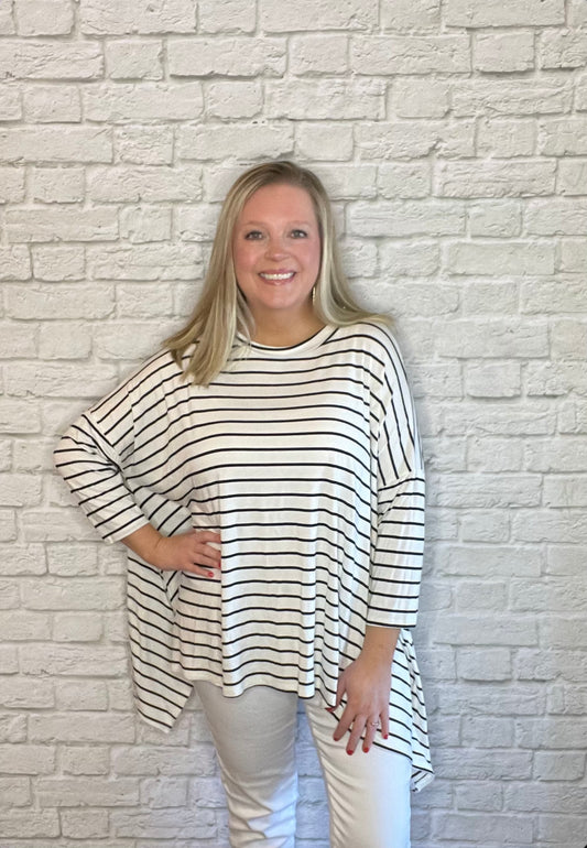 Black and White Stripe Loose Fit Top