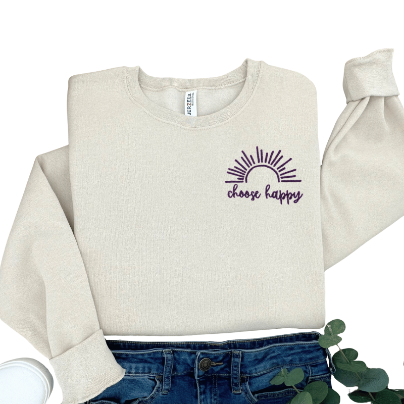 Choose Happy Embroidered Sweatshirt 