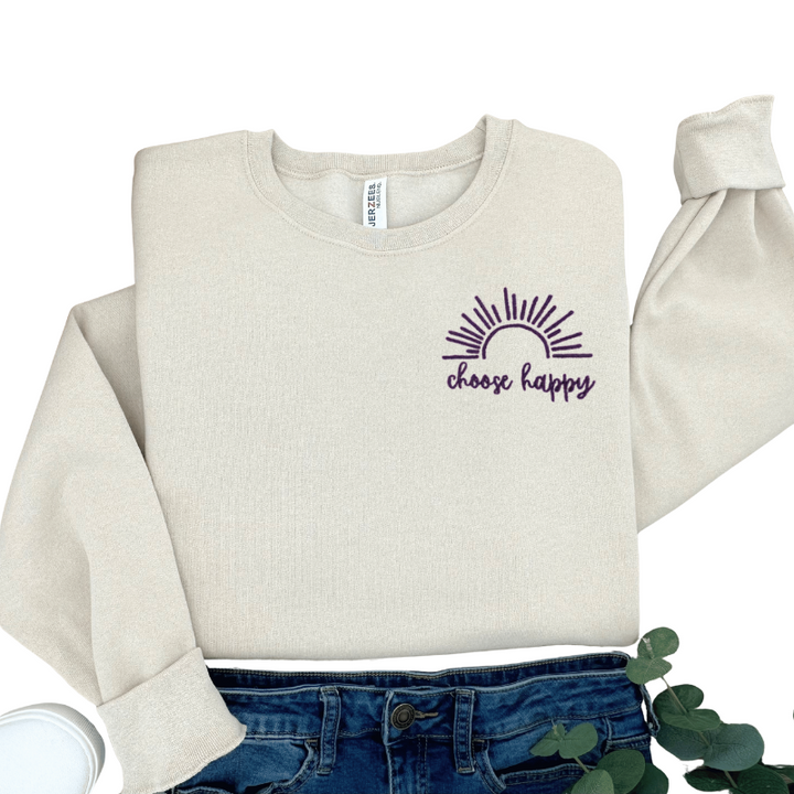 Choose Happy Embroidered Sweatshirt 