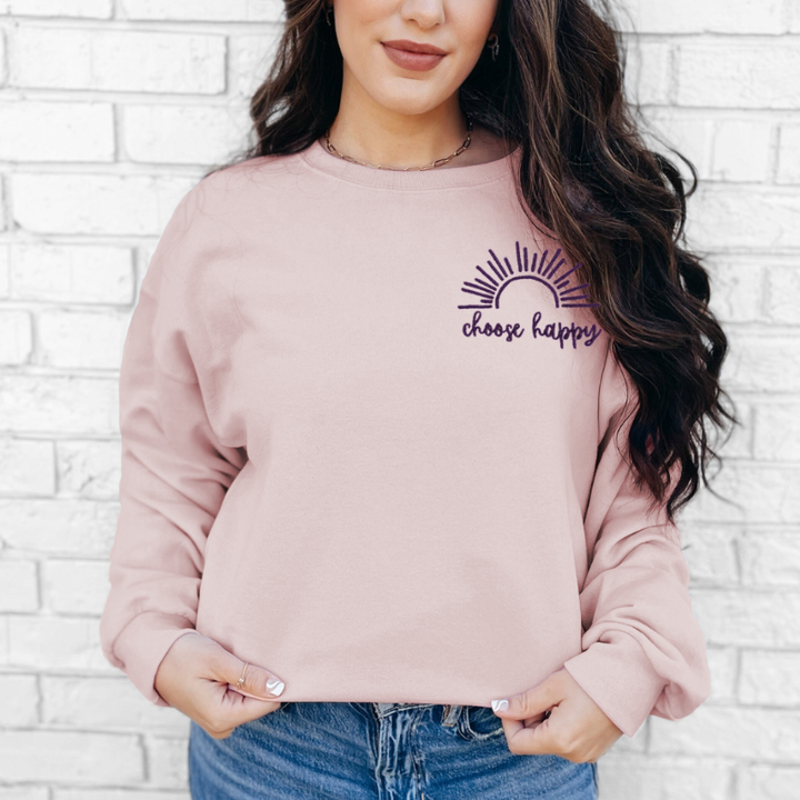 Choose Happy Embroidered Sweatshirt 