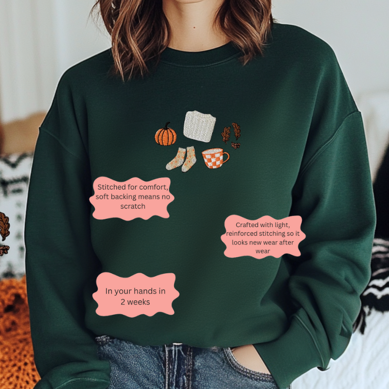 Cozy Fall Embroidered Sweatshirt 