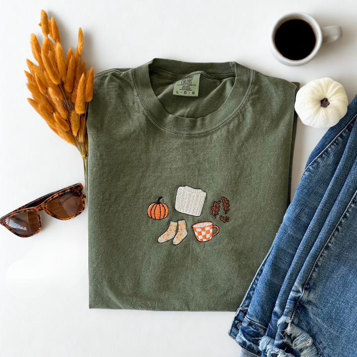 Cozy Fall Embroidered T-Shirt 