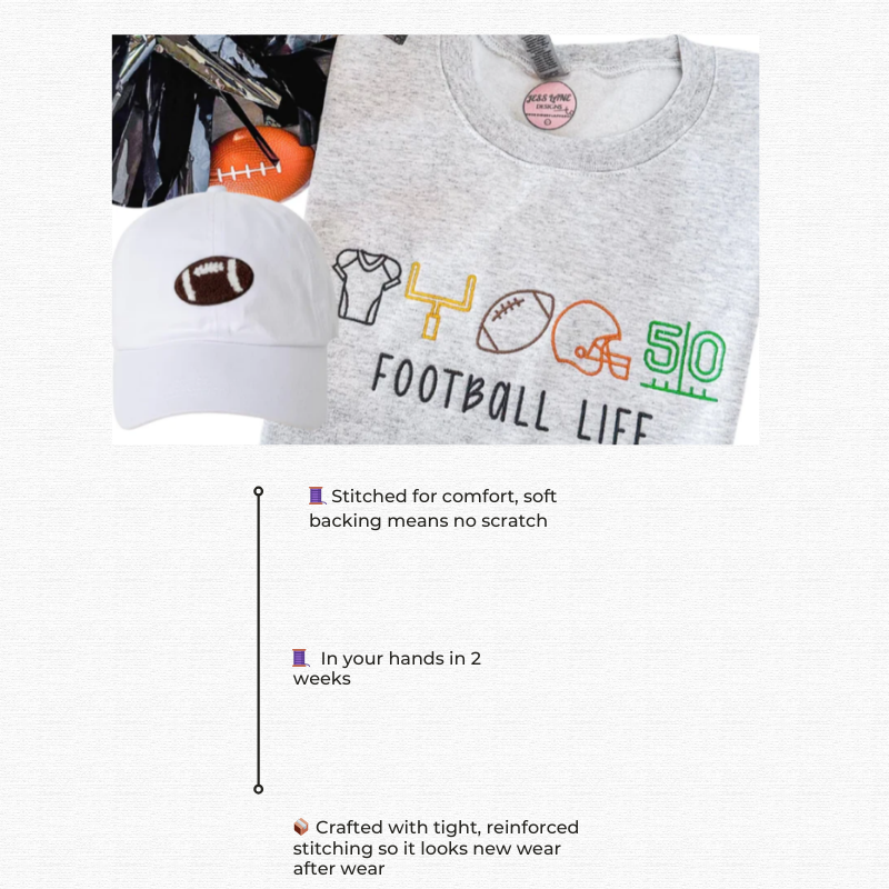 Football Life Embroidered Sweatshirt