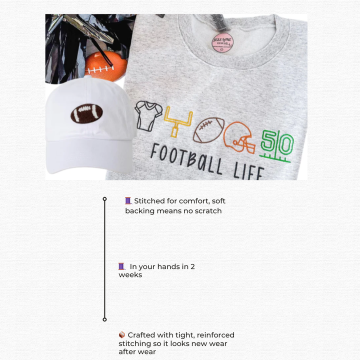 Football Life Embroidered Sweatshirt 