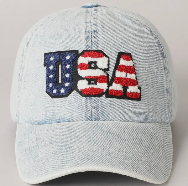 USA CHENILLE PATCH DENIM HAT