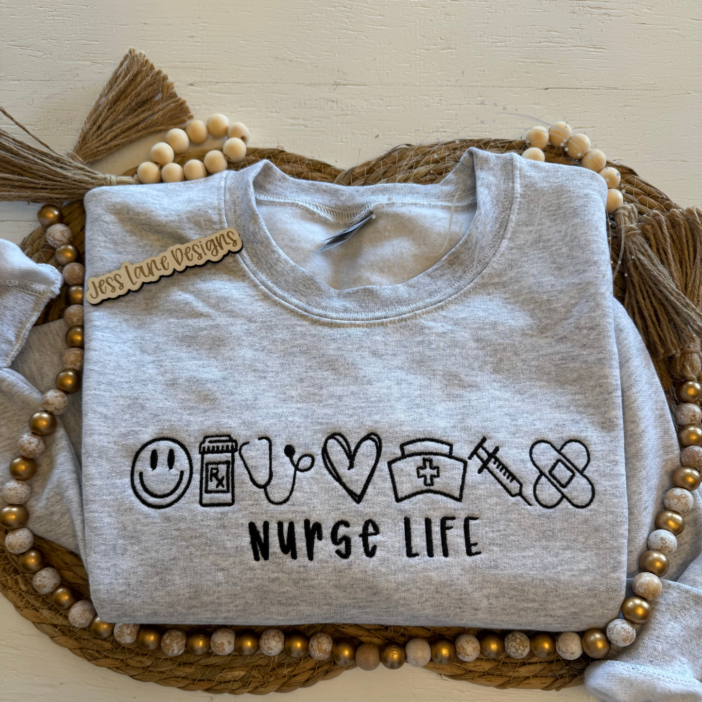 Nurse Life Embroidered Sweatshirt