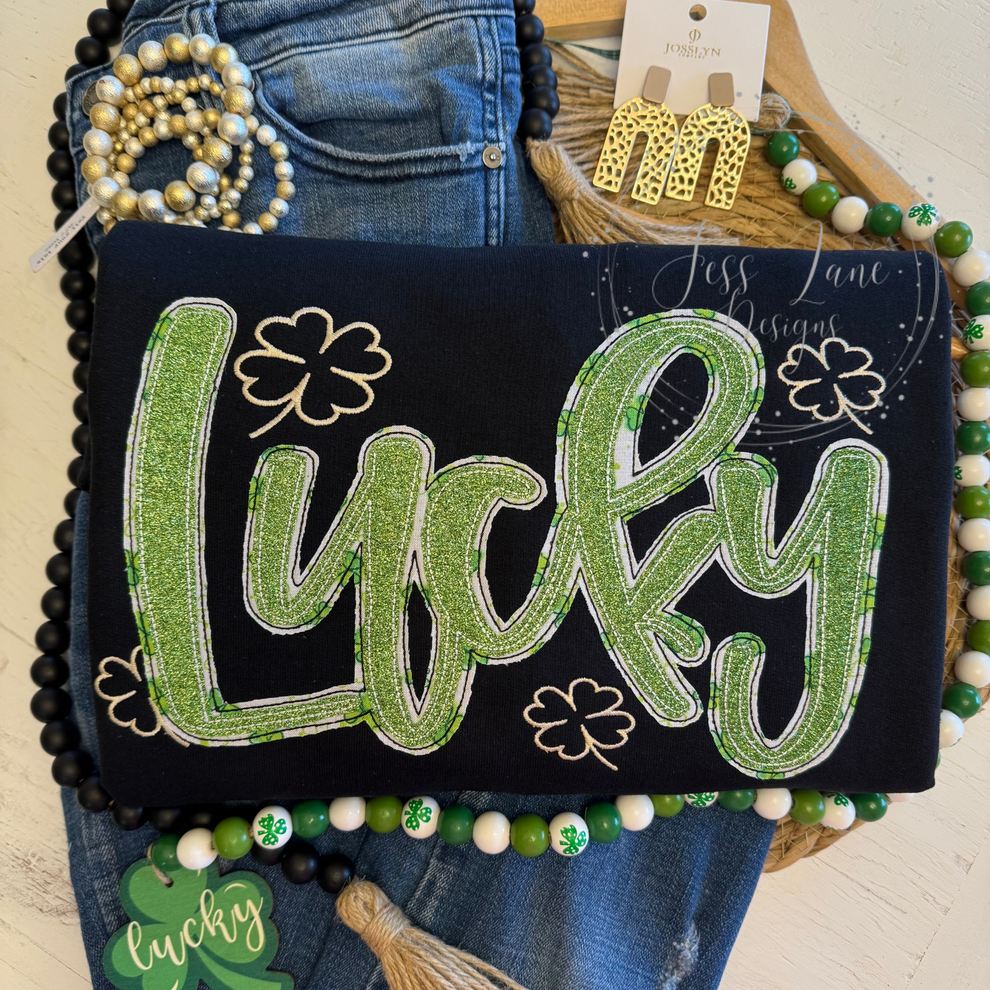 Lucky Sparkle Double Stacked Embroidered Sweatshirt!