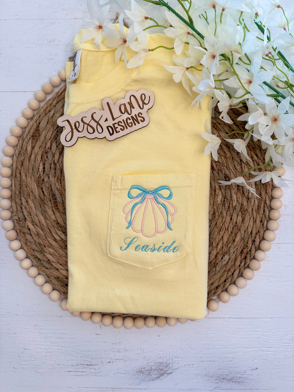 Seaside embroidered pocket tshirt 