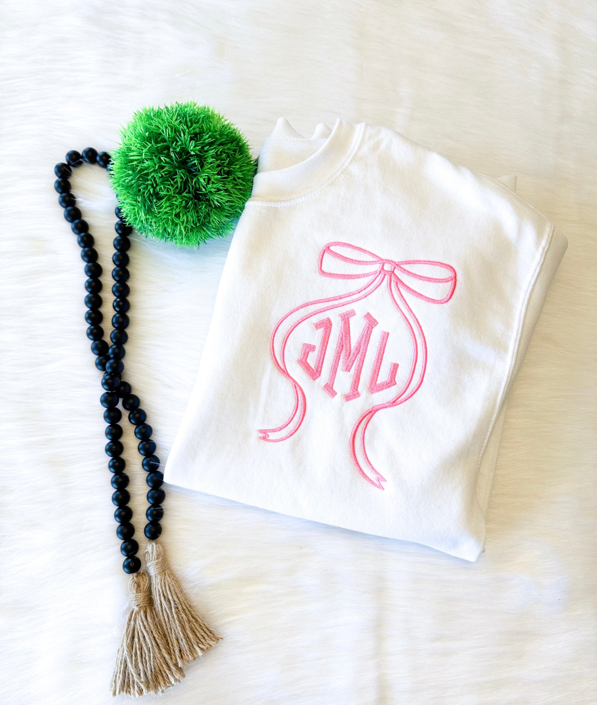 Tied Elegance Bow & Monogram Embroidered Sweatshirt!