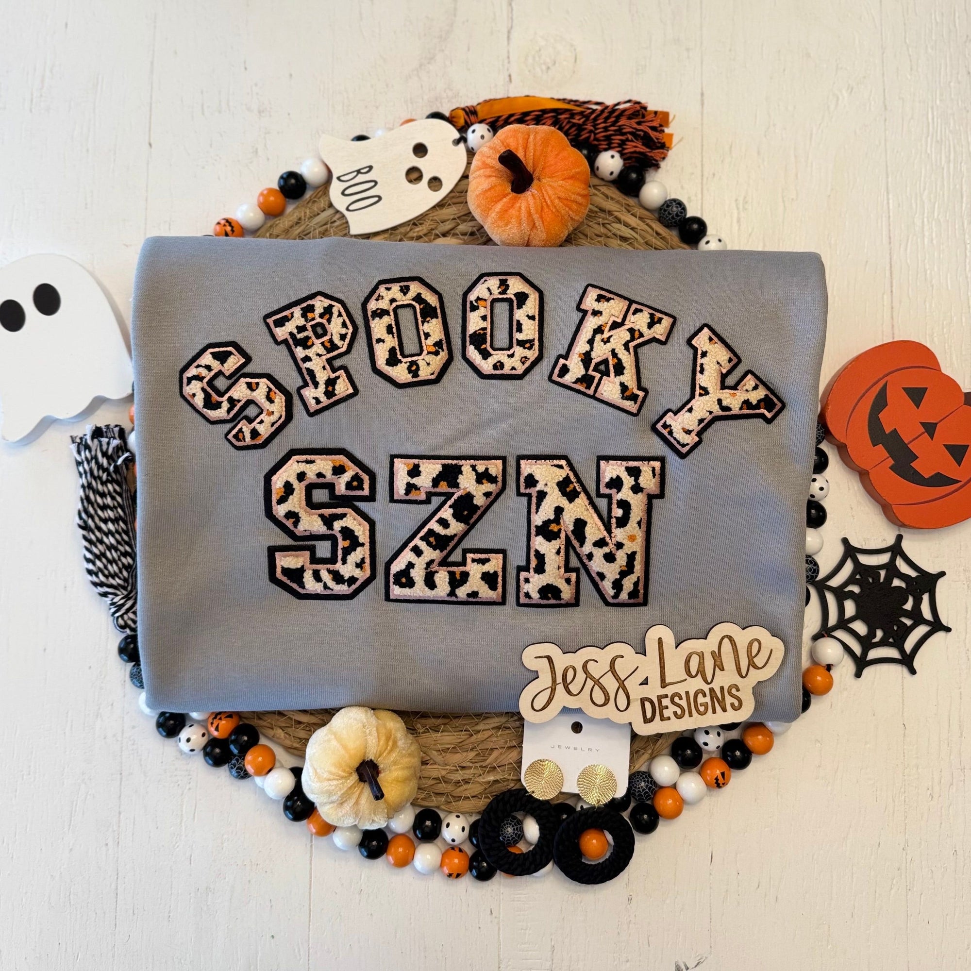Leopard Chenille Spooky Szn Sweatshirt