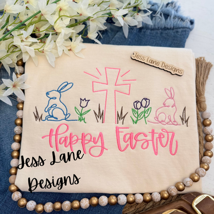 Happy Easter Doodled Icon Embroidered Shirt!