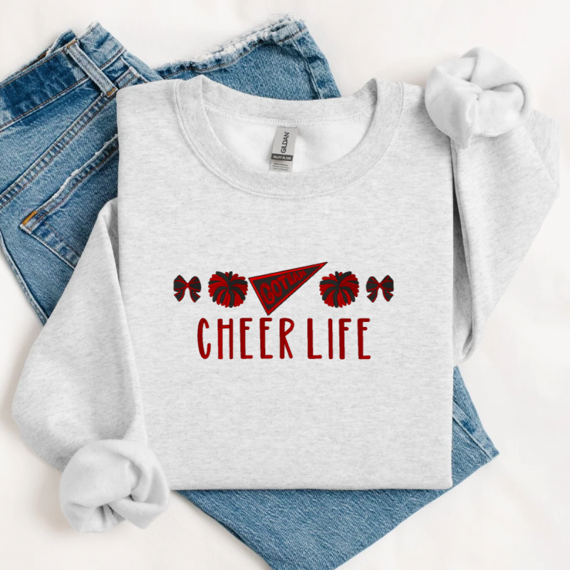 Cheer Life Sweatshirt + Game Day Bow Patch Hat Bundle 