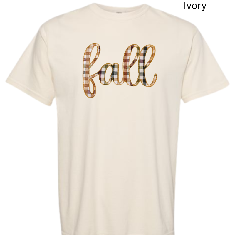 Fall Plaid Embroidered T-Shirt 