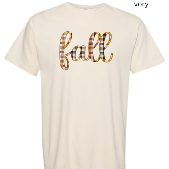 Fall Plaid Embroidered T-Shirt 