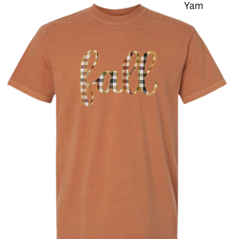 Fall Plaid Embroidered T-Shirt 