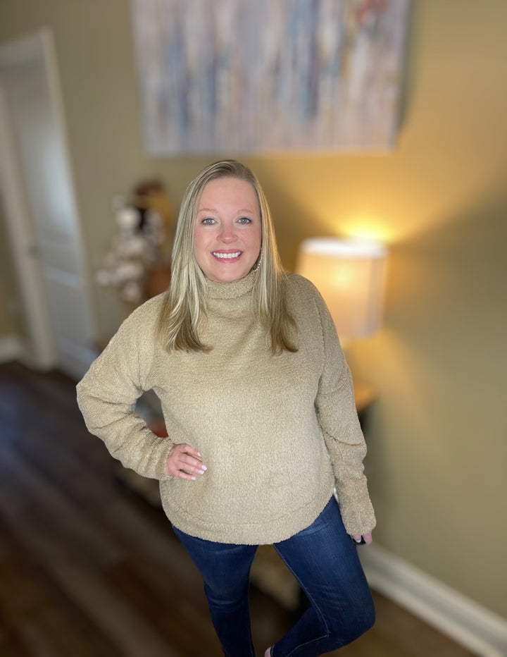 Fuzzy Sweater Top In Mocha, Pink, Cream, Black