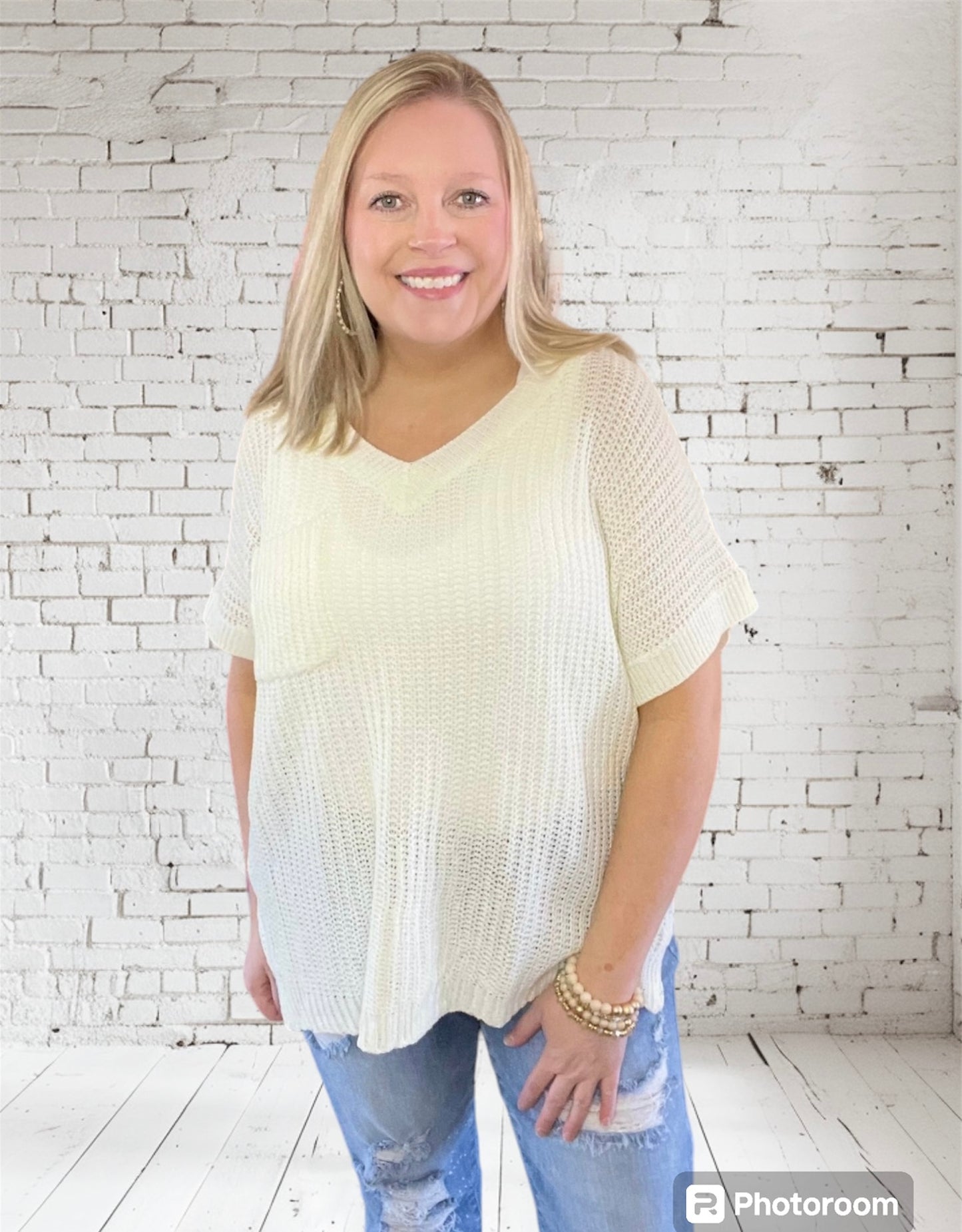 Ivory Loose Fit Low Gauge Sweater Top