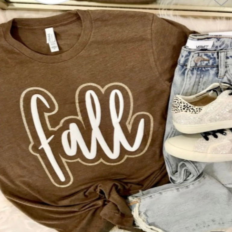 Fall Glitter Puff T-Shirt For Women
