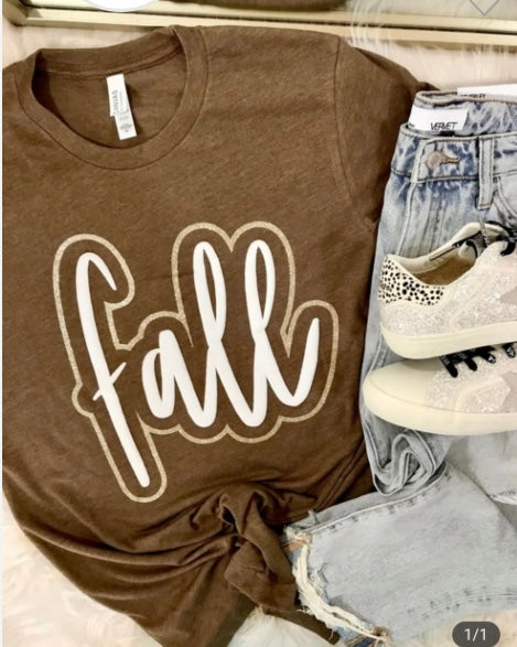 Fall Glitter Puff T-shirt in Brown