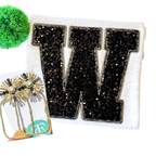 Varsity Letter Gildan Sweatshirt + Sequin Sunburst Hoop Earrings Bundle