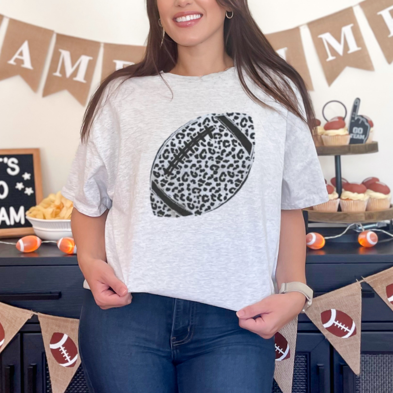 Start Here Leopard Football Tee