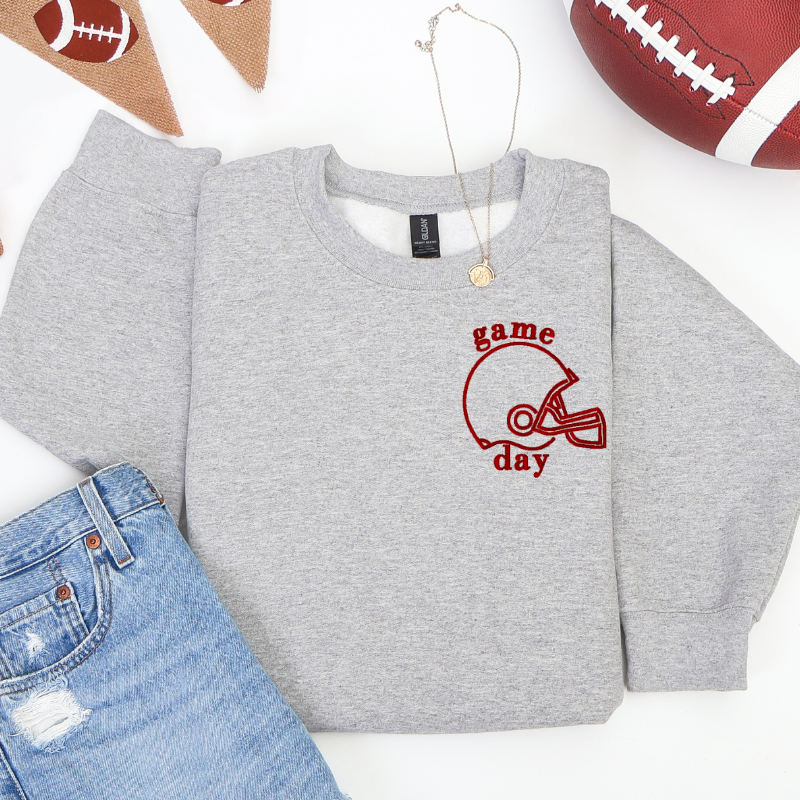 Gameday Football Helmet Embroidered Sweatshirt 