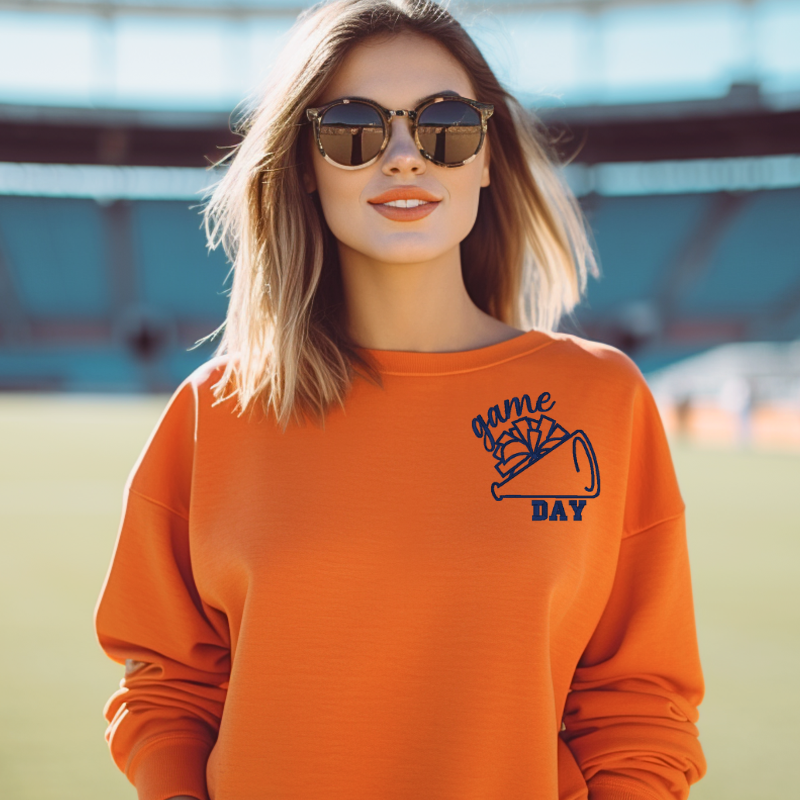 Gameday Megaphone Gildan Sweatshirt & Helmet Earring Bundle 