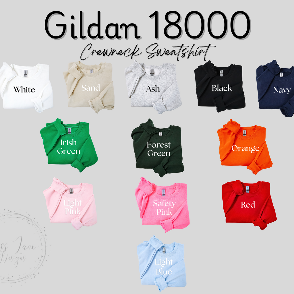 Gildan Heavy Blend color chart showing fabric color options as of February 18, 2025