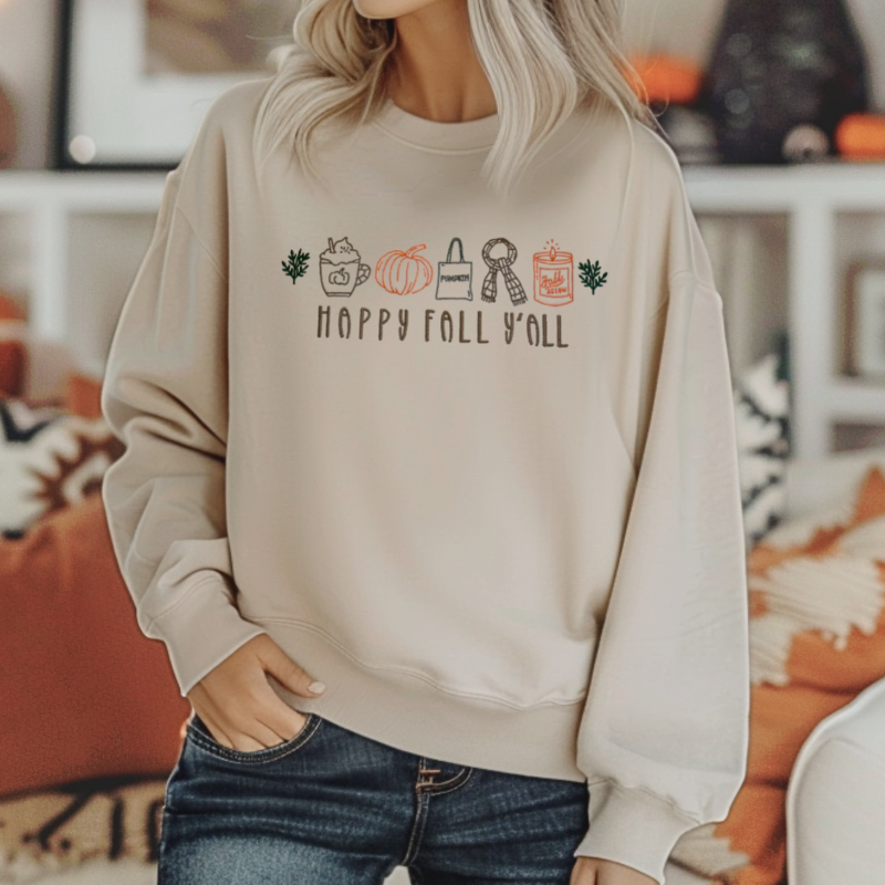 Happy Fall Y’all Embroidered Sweatshirt 