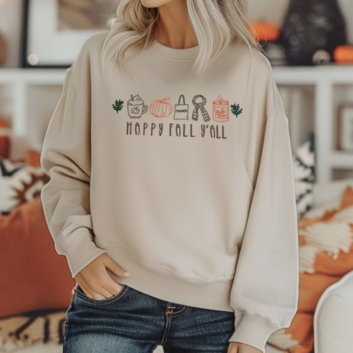 Happy Fall Y’all Embroidered Sweatshirt 