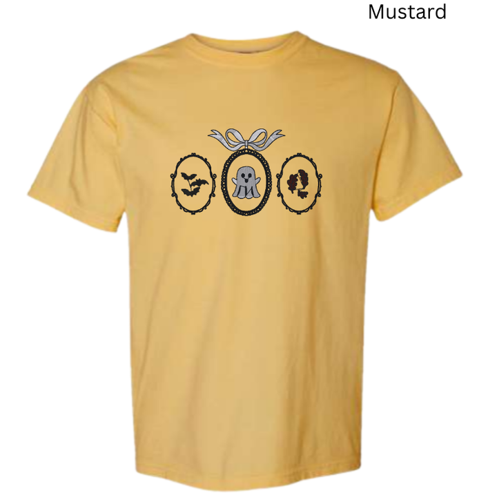 Haunted Frames Embroidered Halloween T-Shirt 