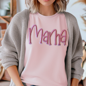 Mama Puff Embroidered T-Shirt – Minimalist Mom Shirt in Comfort Colors
