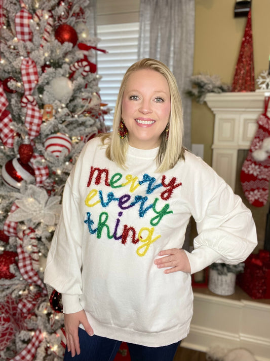 Merry Everything Christmas Tinsel Sweater