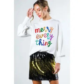 Merry Everything Christmas Tinsel Sweater